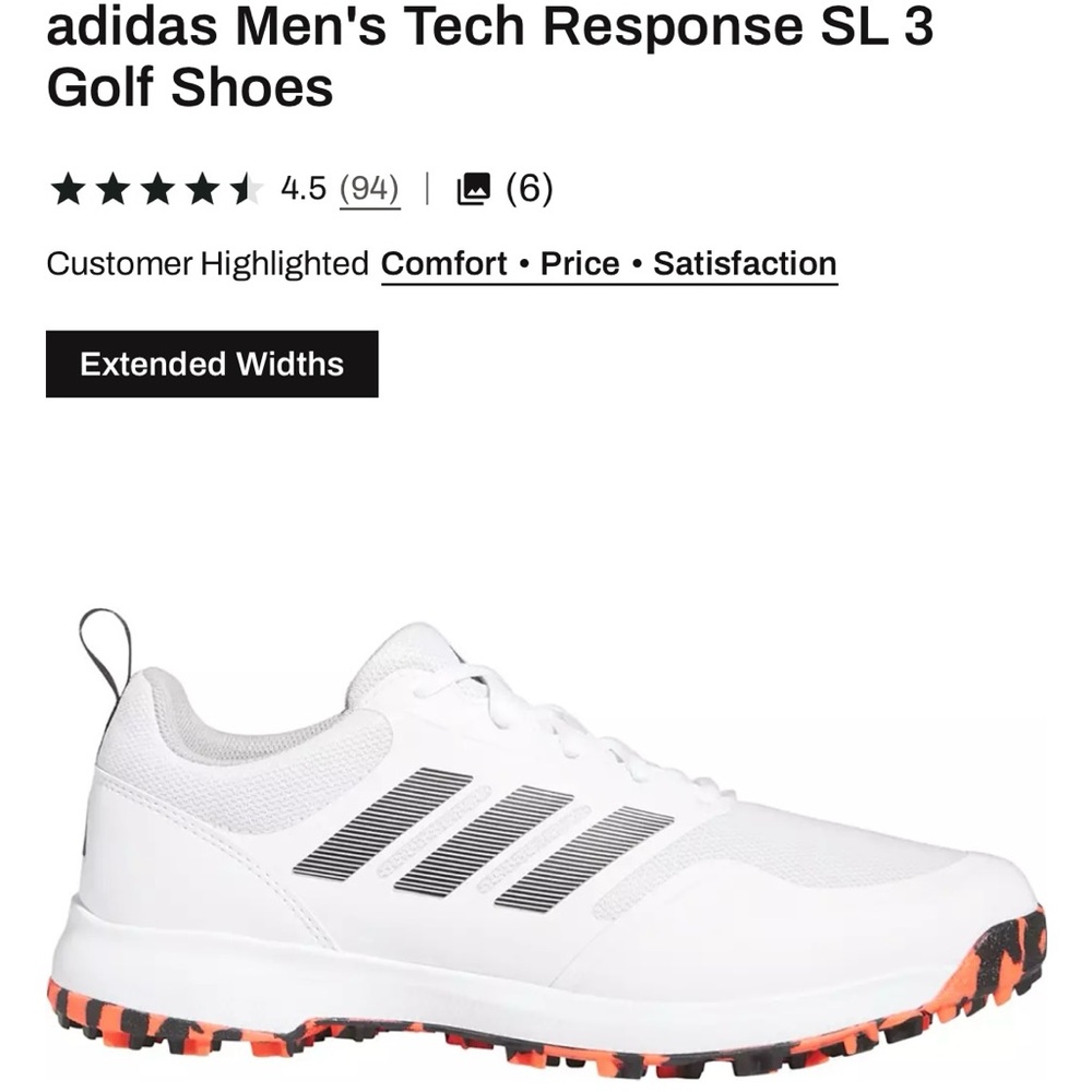 Adidas White and Red Golf Shoes
